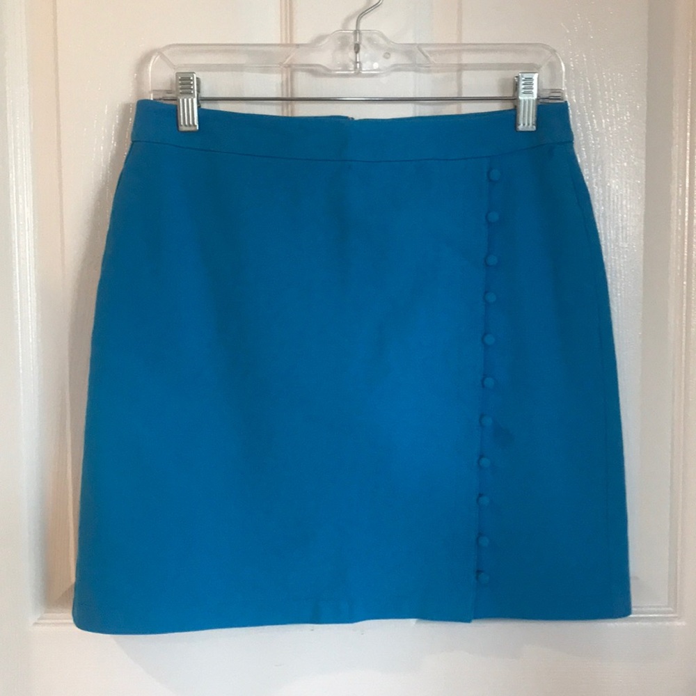 LOFT turquoise button front work skirt. Petite